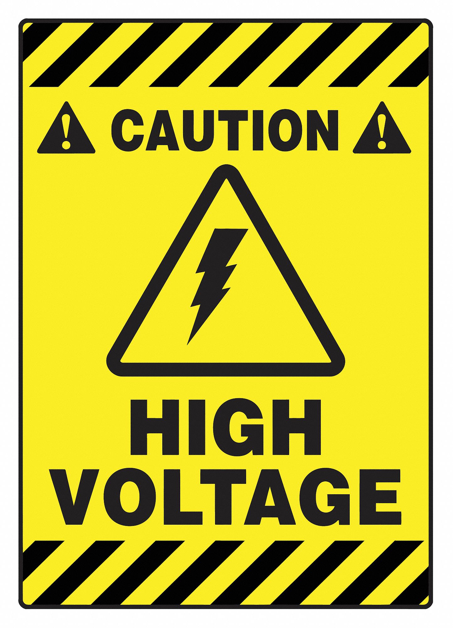 SLIP-GARD MAT-STYLE FLOOR SIGN, VINYL, HIGH VOLTAGE, HEADER CAUTION, RECTANGLE, 20 IN HEIGHT, ADHESIVE MOUNT
