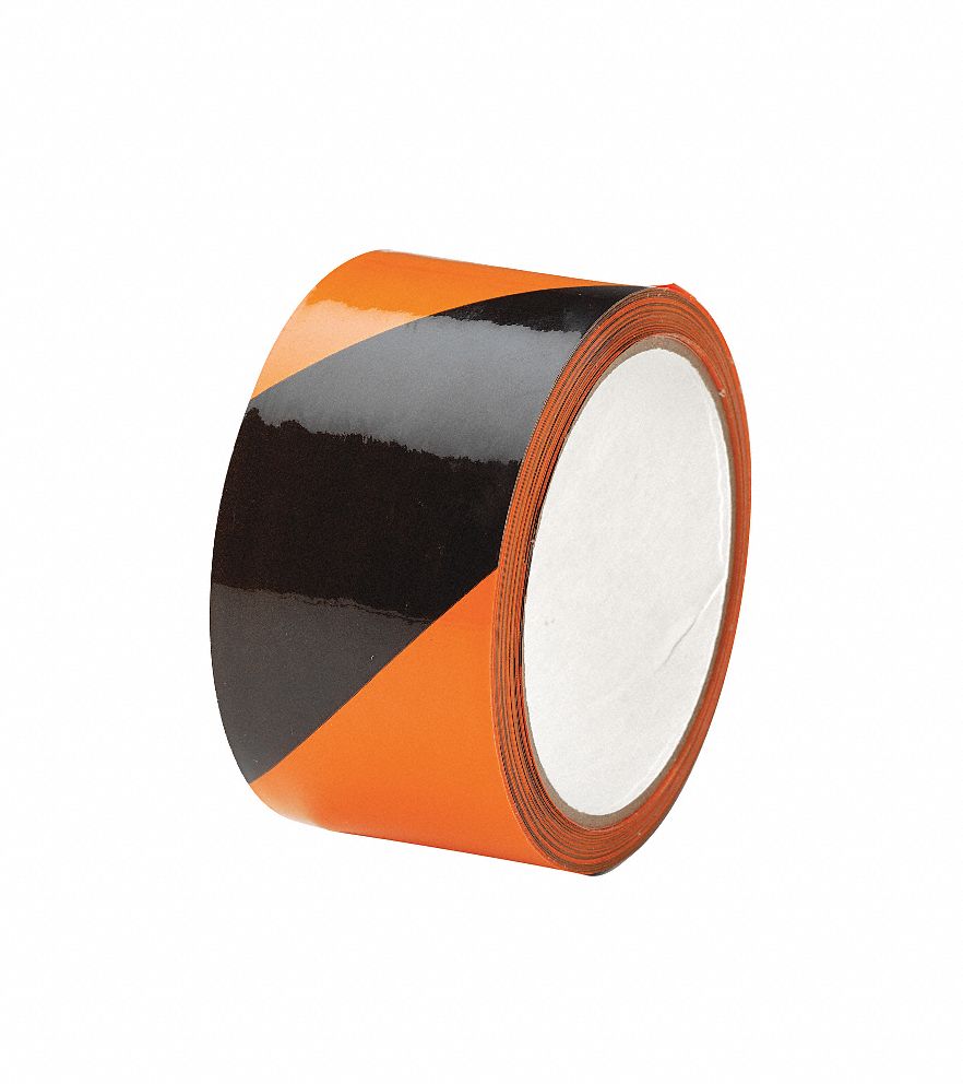 GRAINGER APPROVED Safety Warning Tape, Pattern Striped, Black, Orange