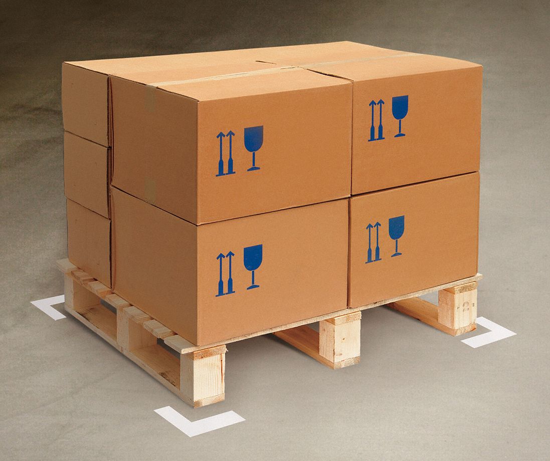 FLOOR MARKING TAPE, L, SOLID, WHITE, NO LEGEND, 2 IN X 6 IN, 55 MIL THICKNESS, MIGHTY LINE, 100 PK