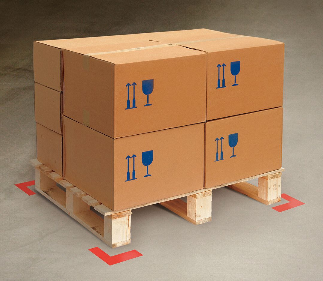 FLOOR MARKING TAPE, L, SOLID, RED, NO LEGEND, 2 IN X 6 IN, 55 MIL THICKNESS, MIGHTY LINE, 100 PK