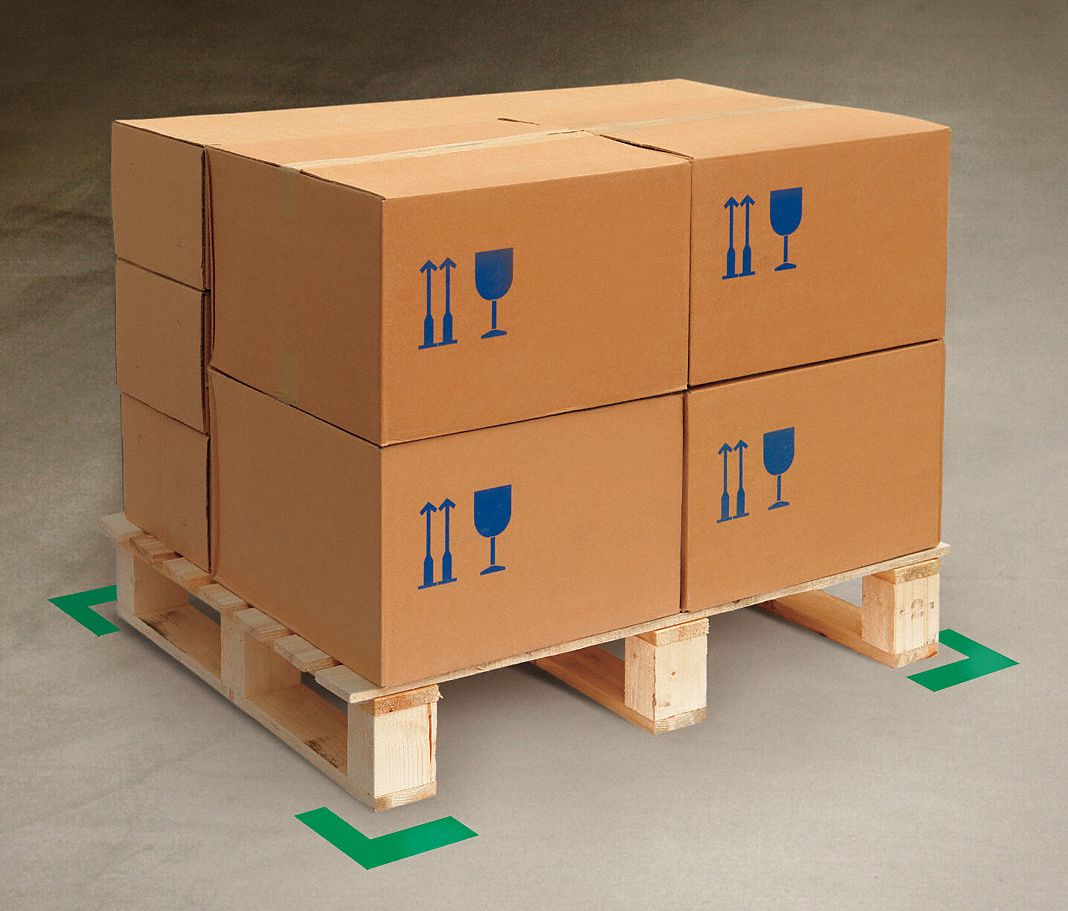 FLOOR MARKING TAPE, L, SOLID, GREEN, NO LEGEND, 2 IN X 6 IN, 55 MIL THICKNESS, MIGHTY LINE, 100 PK