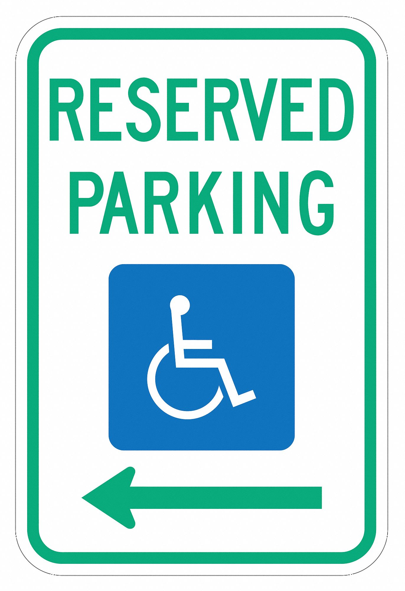Handicap Parking Sign: 18 in x 12 in Nominal Sign Size, Aluminum, 0.063 in, R7-8L MUTCD, Engineer