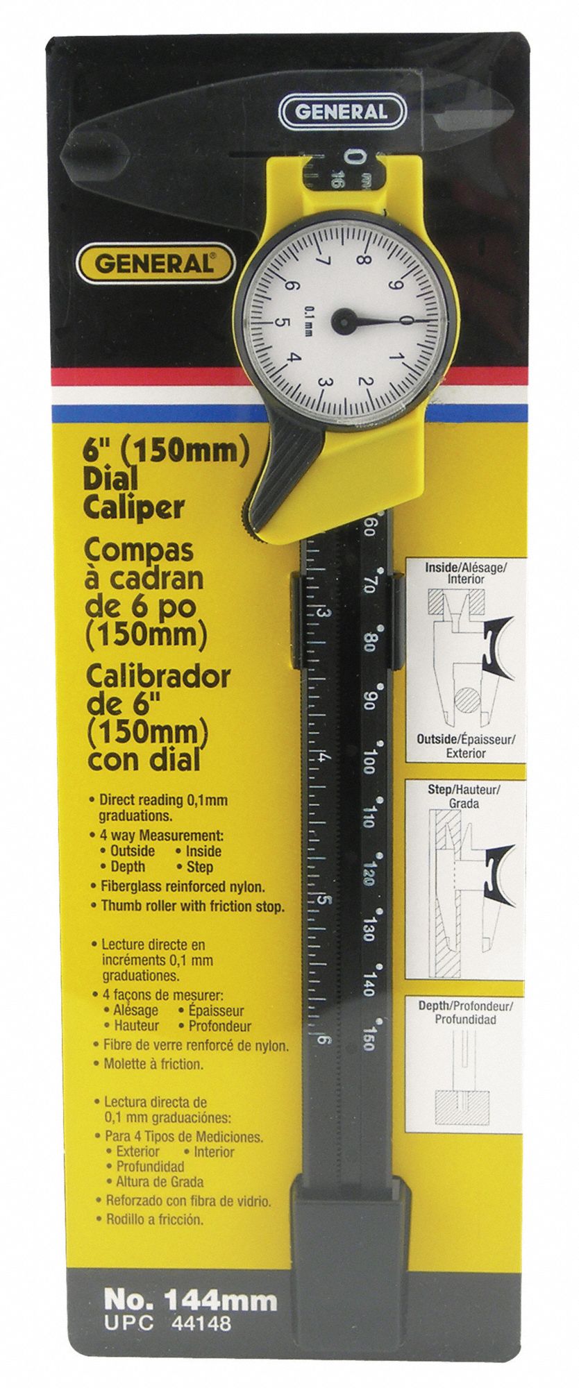 GENERAL TOOLS Metric Dial Caliper, Range 0 to 150 mm, Range per
