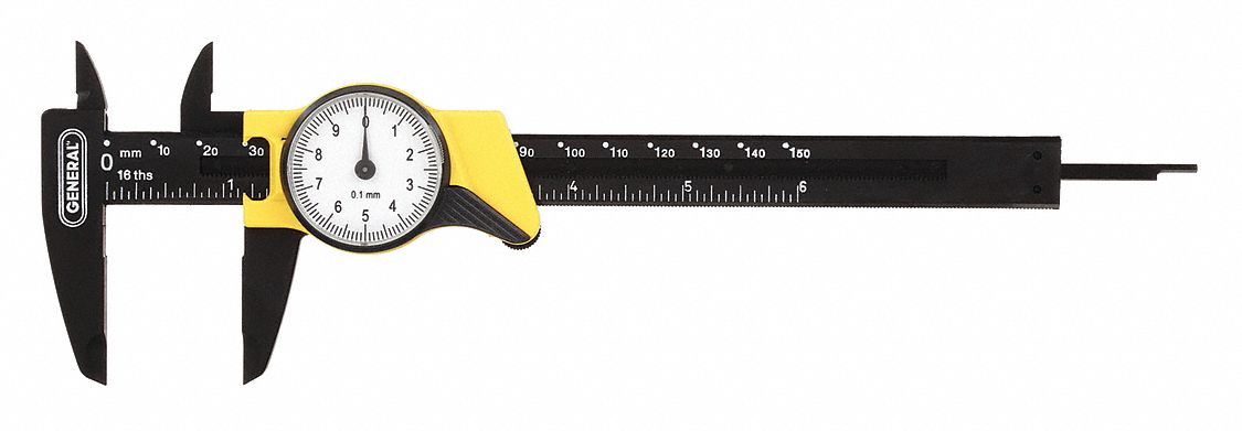 METRIC DIAL CALIPER, 0 TO 15MM RANGE, +/-0.03MM ACCURACY, 0.1MM DIAL GRADUATION