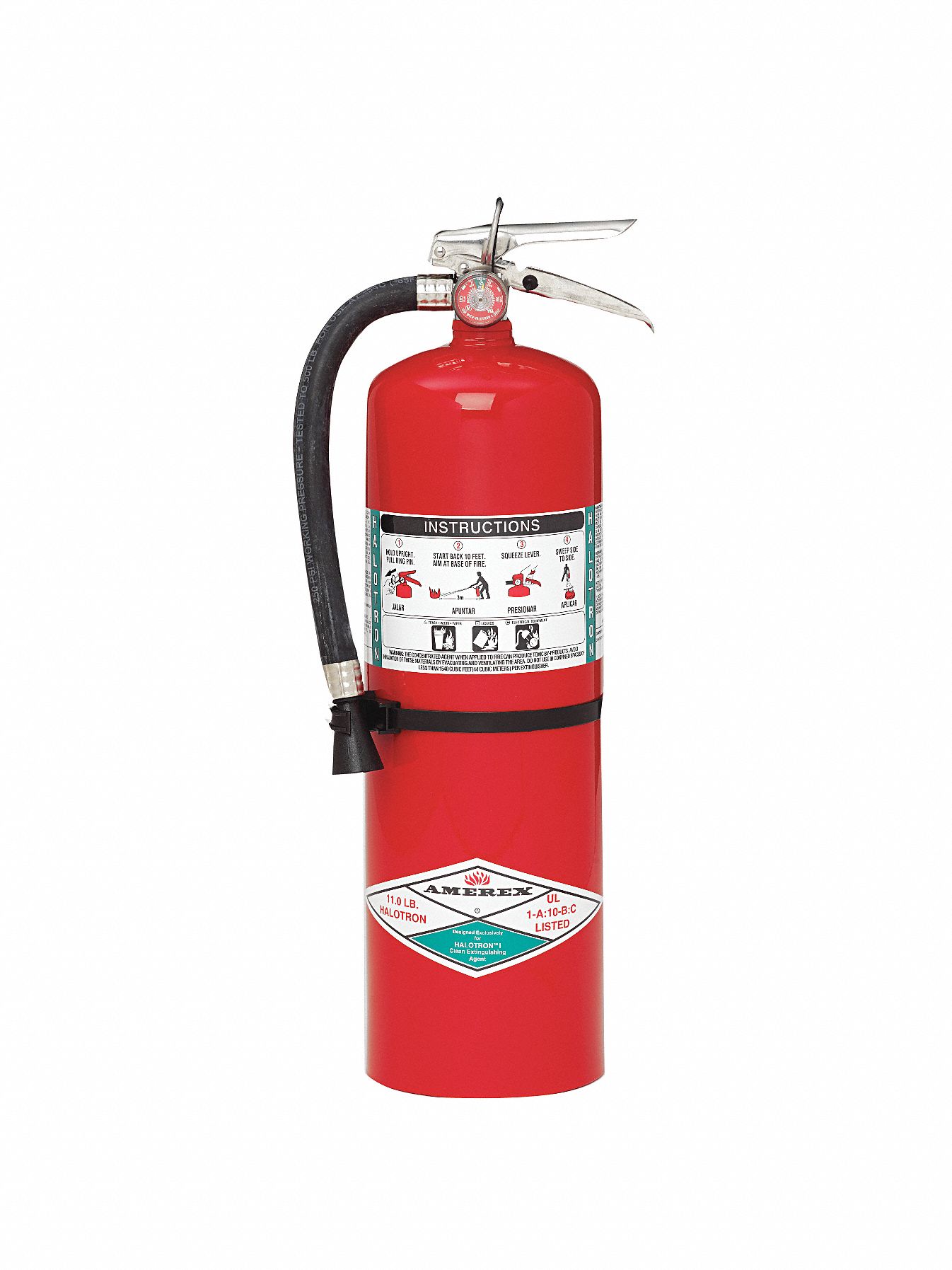 AMEREX Fire Extinguisher, Halotron, HydroChloroFluoroCarbon, 11 lb, 1A