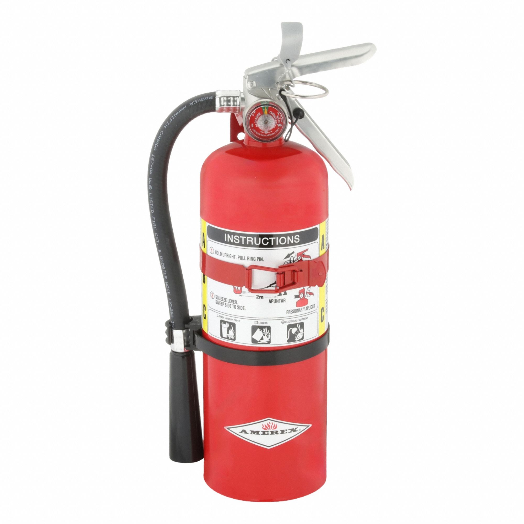 Fire Extinguisher: 5 lb Extinguisher Capacity, 2A:10B:C, Monoammonium Phosphate, B500T