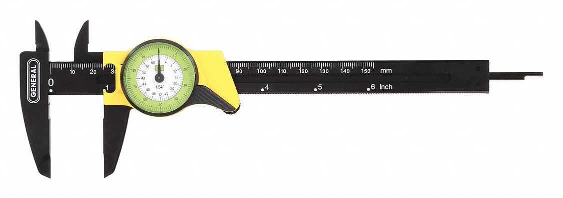 INCH/FRACTIONAL INCH DIAMETER CALIPER, 0 IN TO 6 IN RANGE, +/-01 IN ACCURACY, 4-WAY