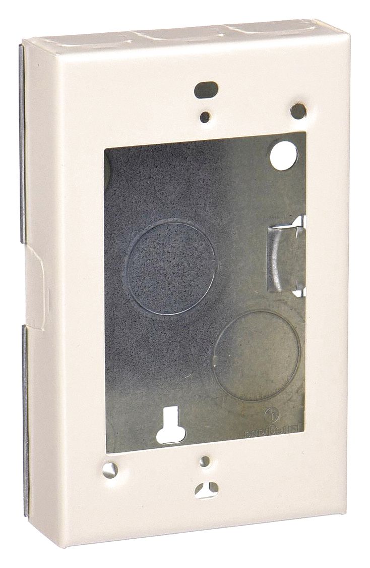 Shallow Switch and Receptacle Box: 500/700, Steel, Ivory, 1 Gangs