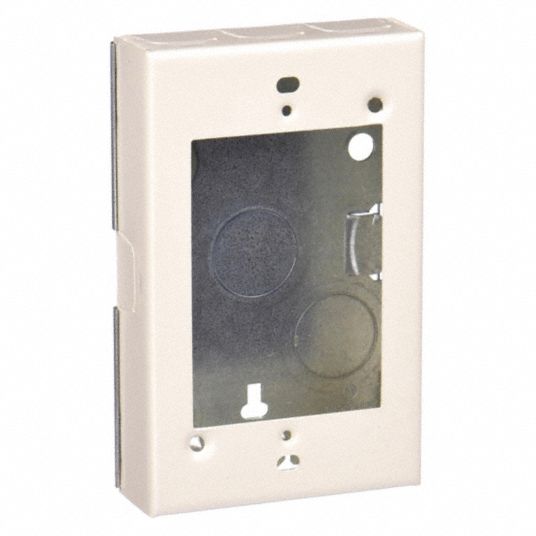 LEGRAND Shallow Switch and Receptacle Box: 500/700, Steel, Ivory, 1 Gangs