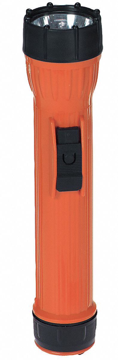 Industrial Incandescent Handheld Flashlight, Plastic, Orange
