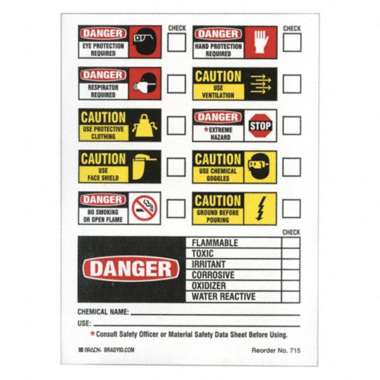 Various Legend, 4 1/2 in Ht, Right-To-Know Label - 3YYW6|715LS - Grainger