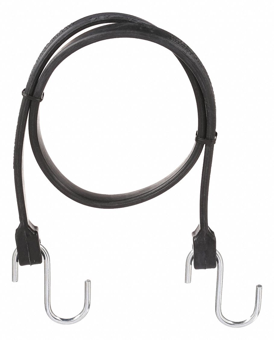 KEEPER Black EPDM Rubber Bungee Strap with SHooks, Bungee Length 35