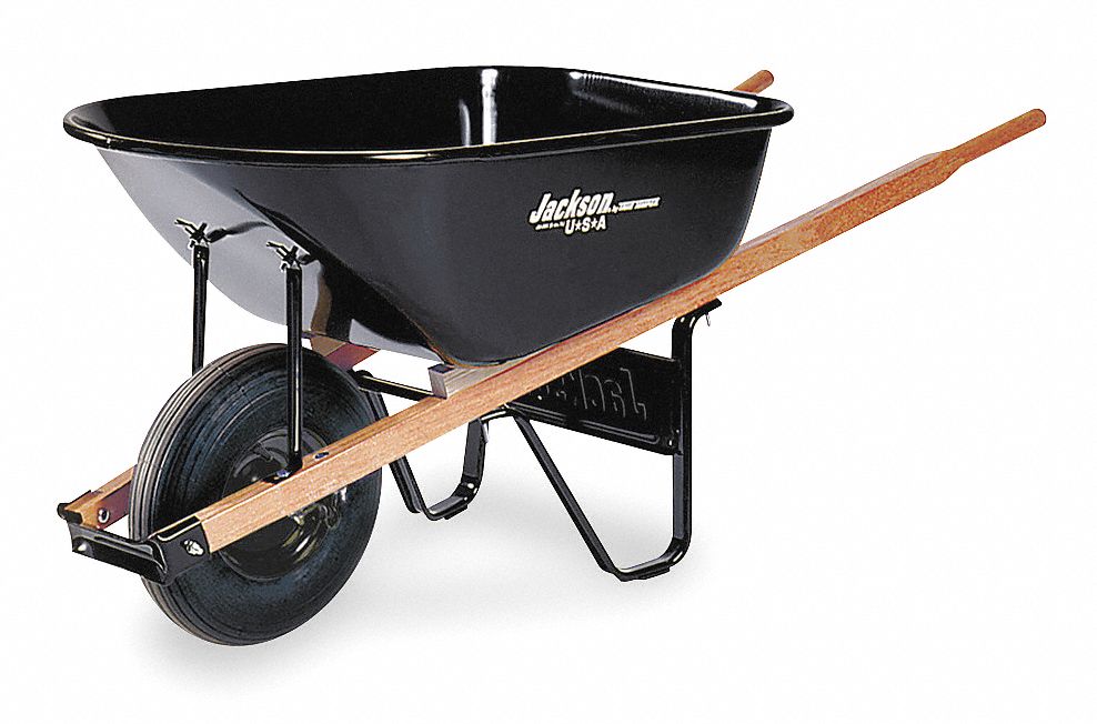 JACKSON Wheelbarrow, Steel, 6 Cu. Ft., Pneumatic 3Z449J6T22BB1GR Grainger