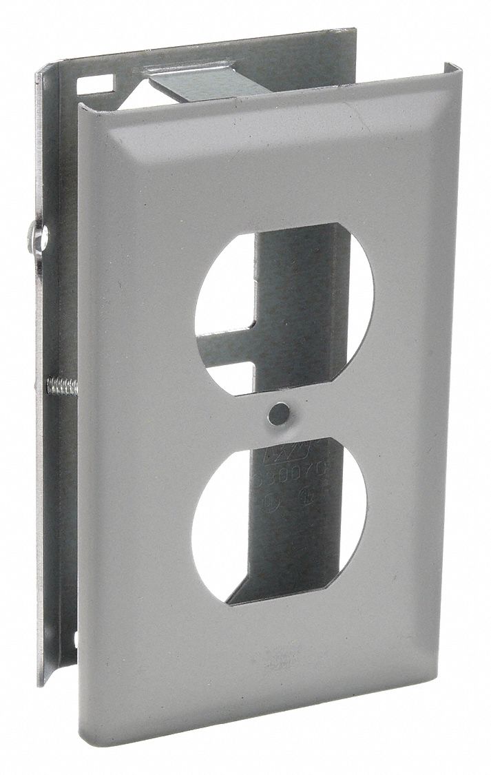 DUPLEX RECEPTACLE COVER, FOR 3000 SERIES, 1½ IN H, 2¾ IN RACEWAY W, STEEL, GREY