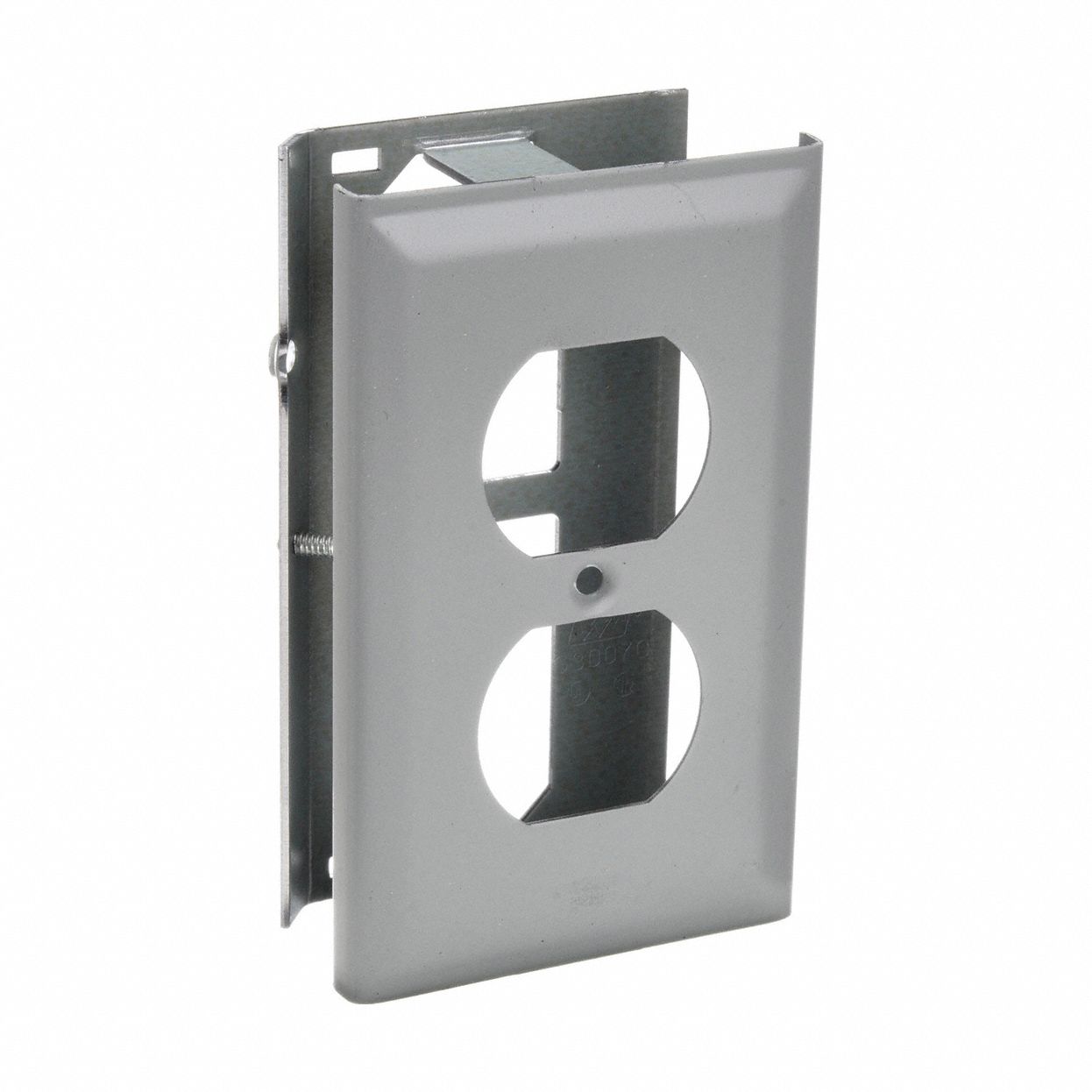 Duplex Receptacle Cover: 3000, 1 1/2 in Ht, 2 3/4 in Raceway Wd, Steel, Gray