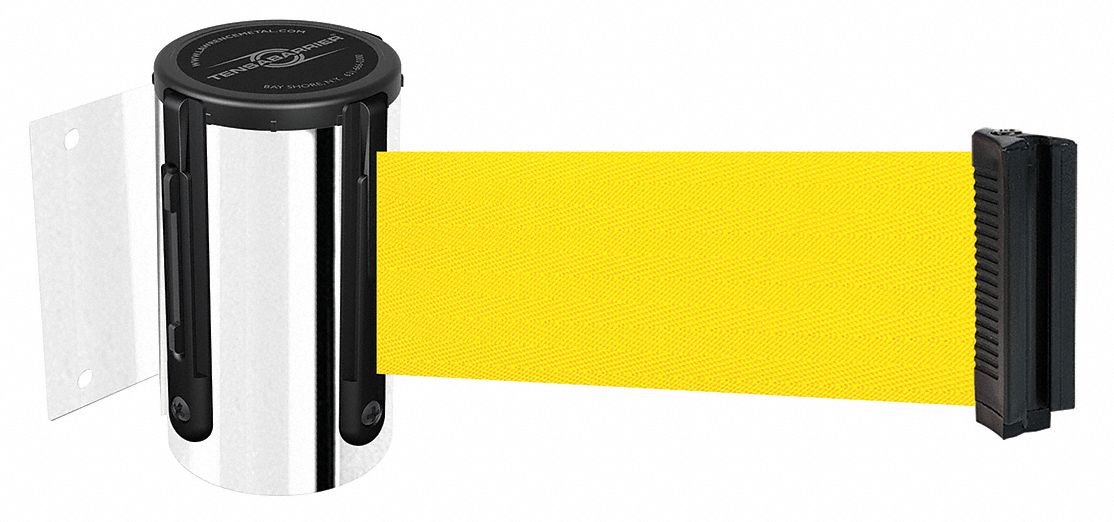 Belt Barrier,  Chrome, Belt Color Yellow