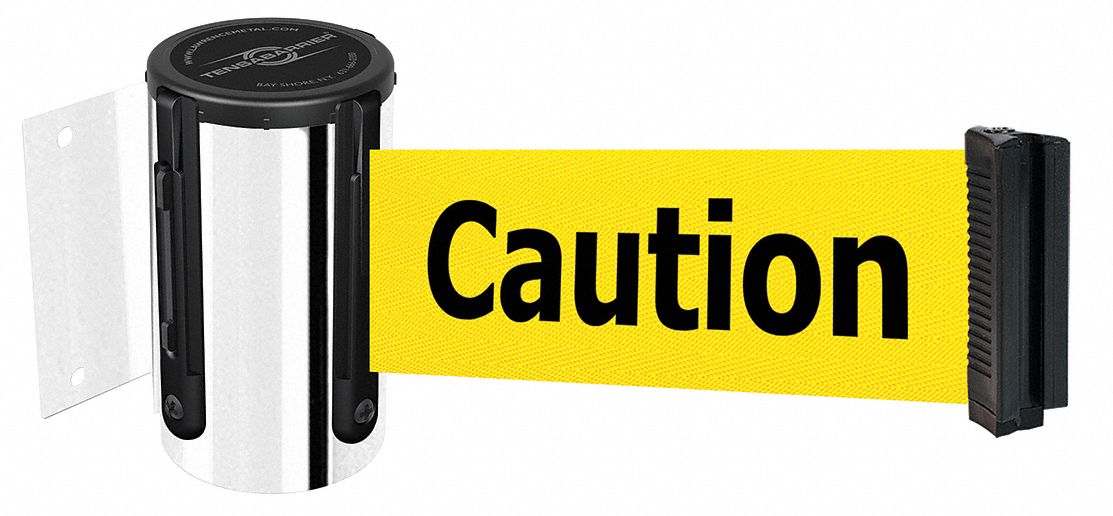 Belt Barrier,  Chrome, Belt Color Yellow