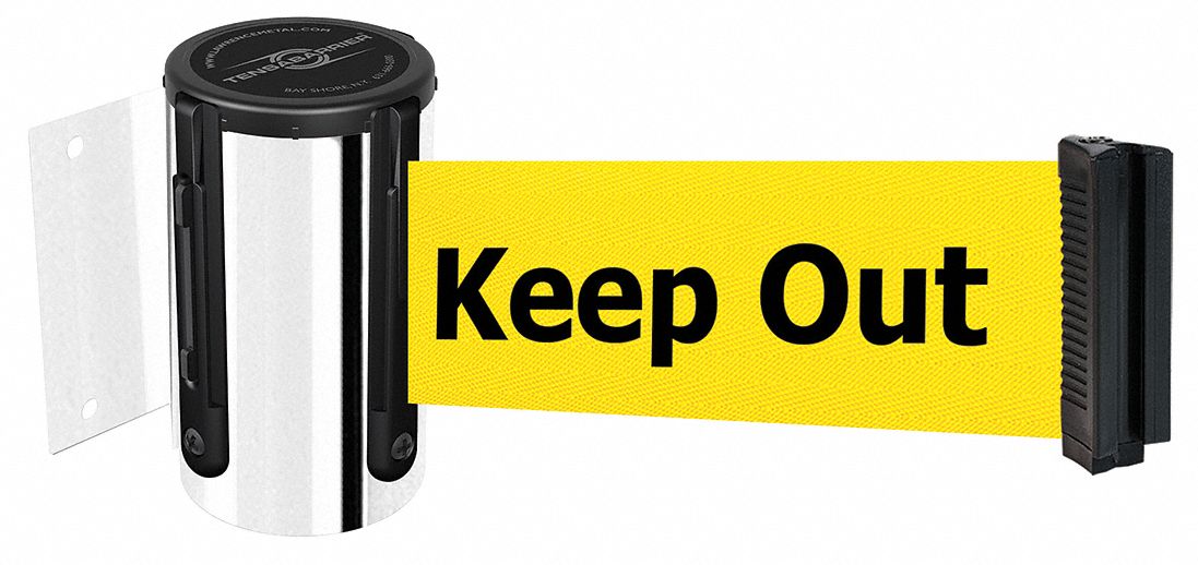 Belt Barrier,  Chrome, Belt Color Yellow