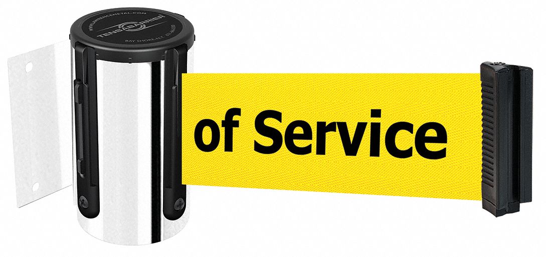 Belt Barrier,  Chrome, Belt Color Yellow