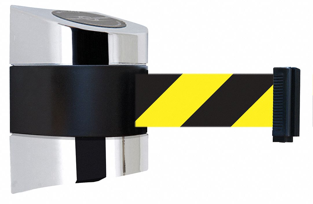 Belt Barrier, Chrome, Belt Yellow/Black