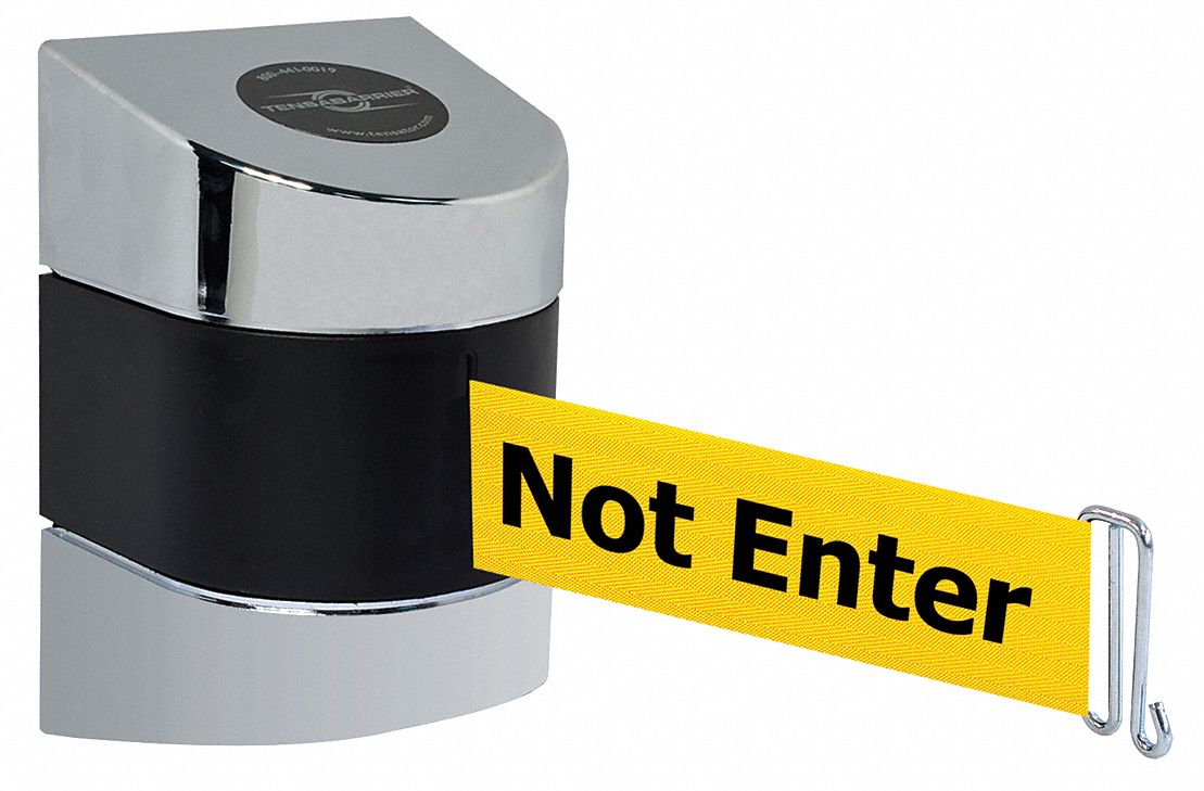 Belt Barrier,  Chrome, Belt Color Yellow