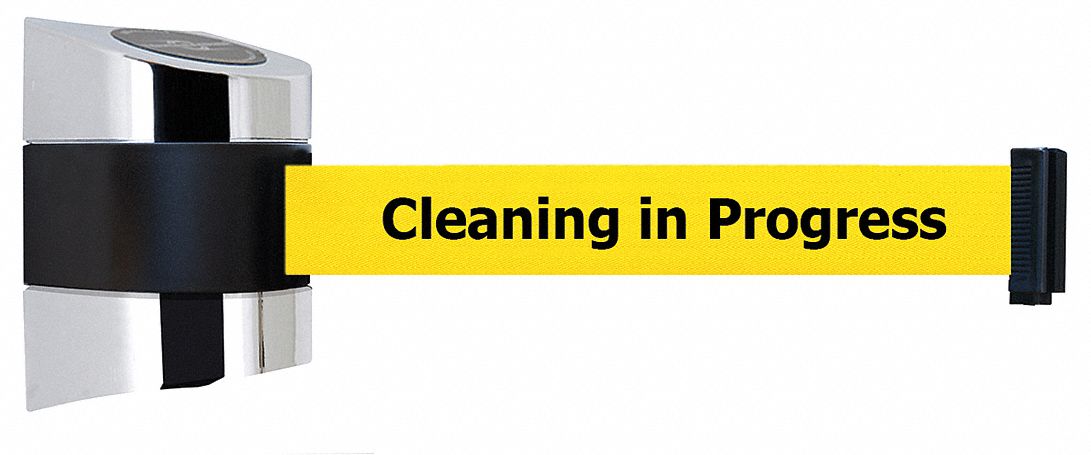 Belt Barrier,  Chrome, Belt Color Yellow