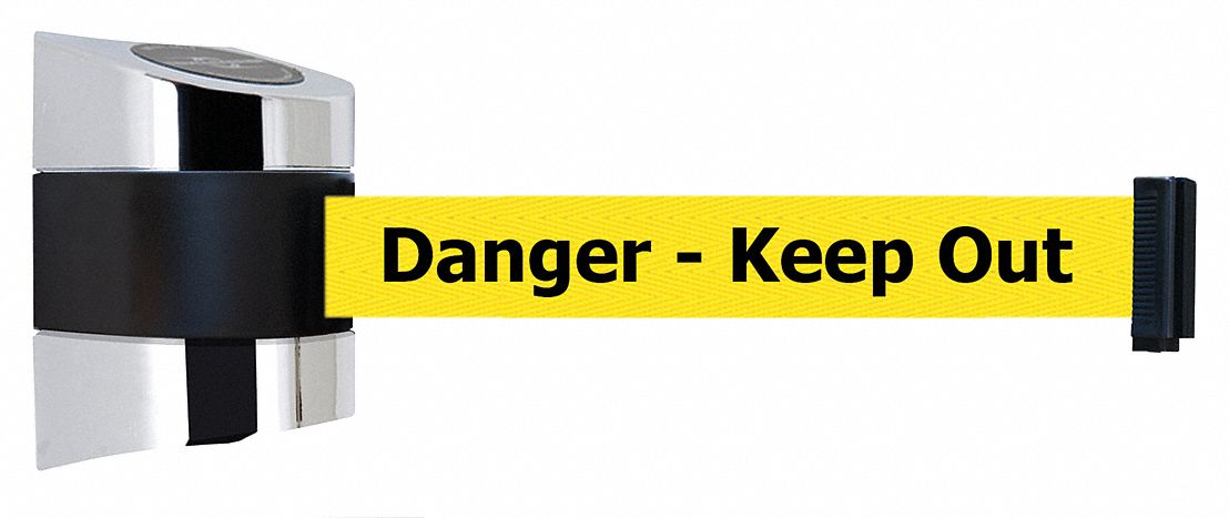 Belt Barrier,  Chrome, Belt Color Yellow