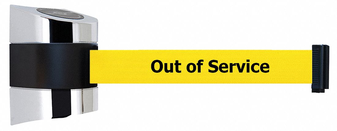 Belt Barrier,  Chrome, Belt Color Yellow