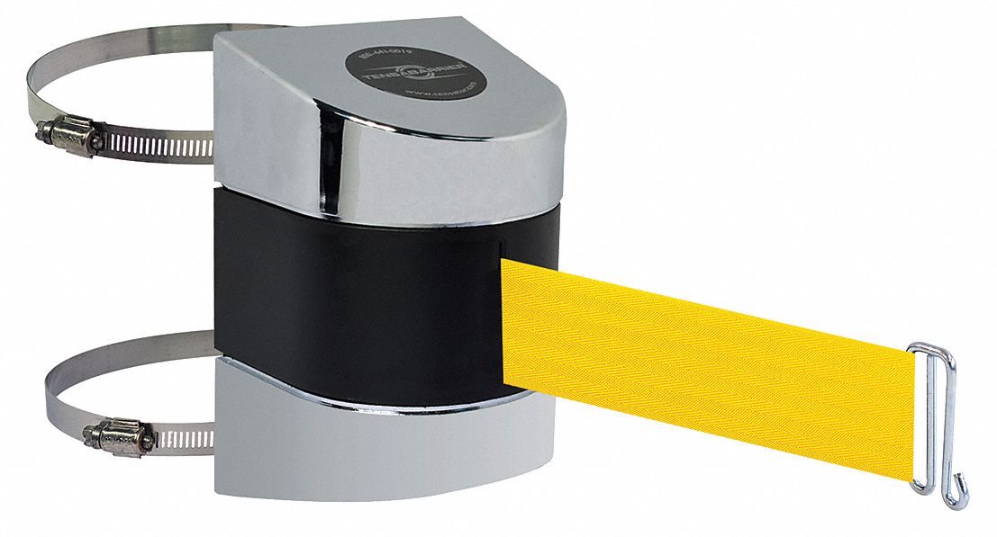 Belt Barrier,  Chrome, Belt Color Yellow