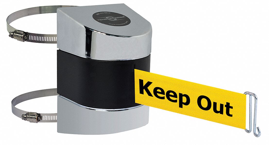 Belt Barrier,  Chrome, Belt Color Yellow