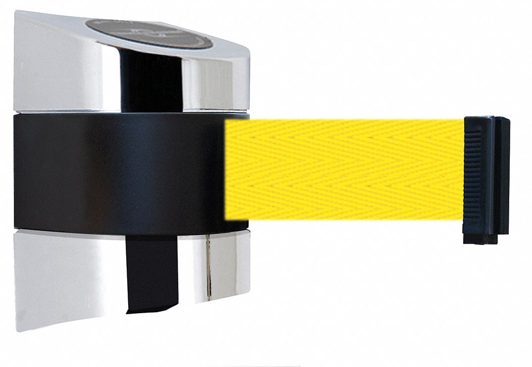 Belt Barrier,  Chrome, Belt Color Yellow
