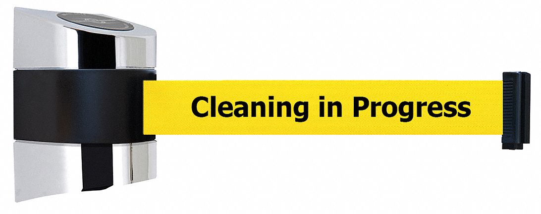 Belt Barrier,  Chrome, Belt Color Yellow