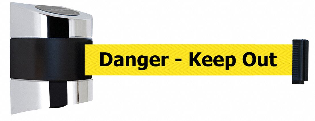 Belt Barrier,  Chrome, Belt Color Yellow