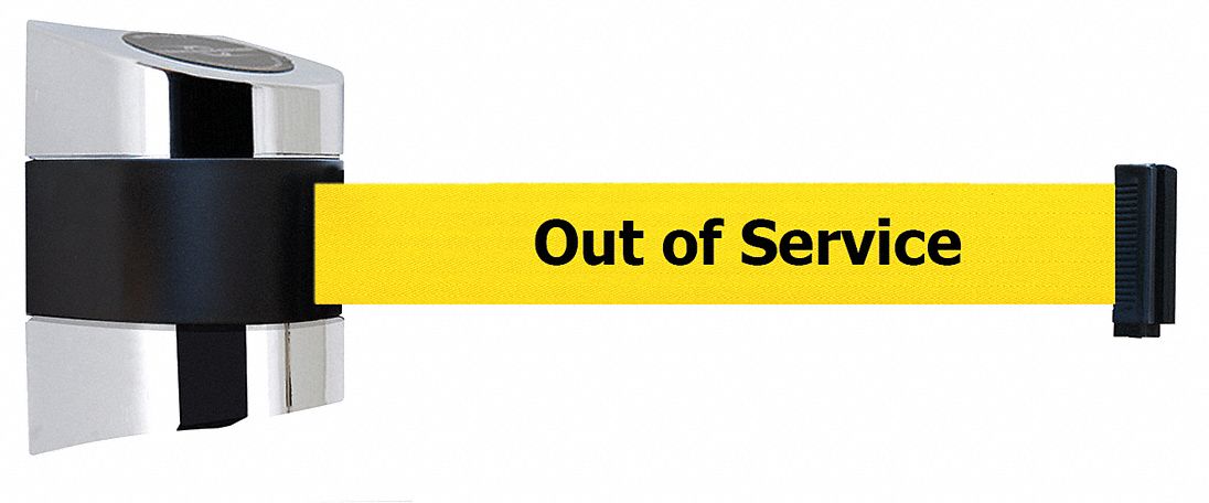 Belt Barrier,  Chrome, Belt Color Yellow