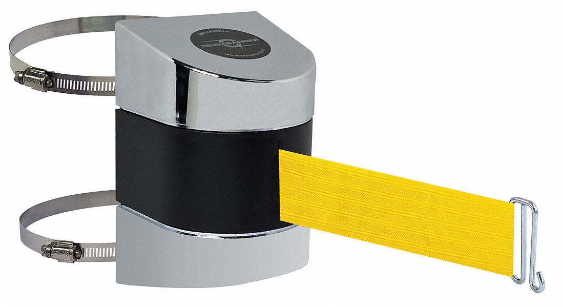 Belt Barrier,  Chrome, Belt Color Yellow