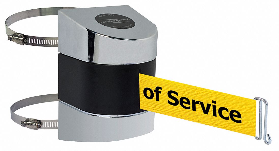 Belt Barrier,  Chrome, Belt Color Yellow