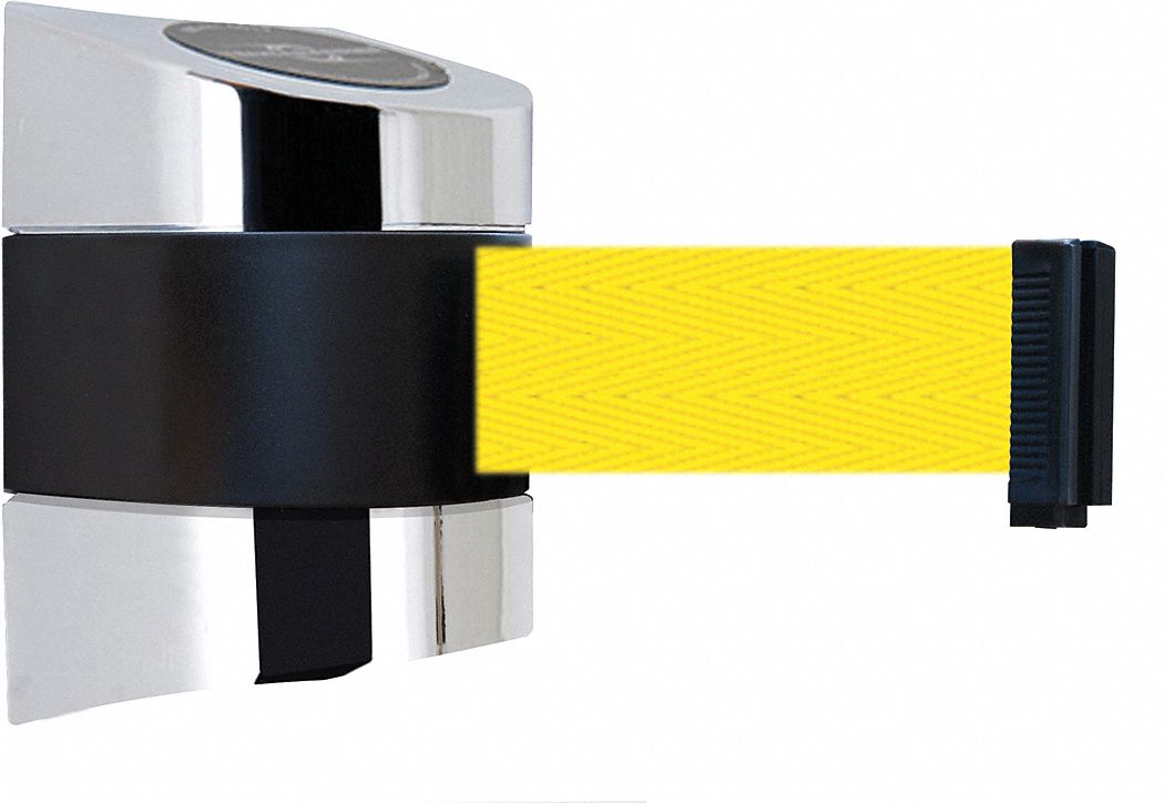 Belt Barrier,  Chrome, Belt Color Yellow