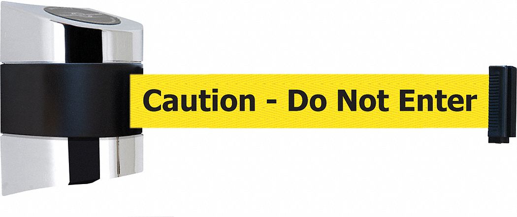 Belt Barrier,  Chrome, Belt Color Yellow