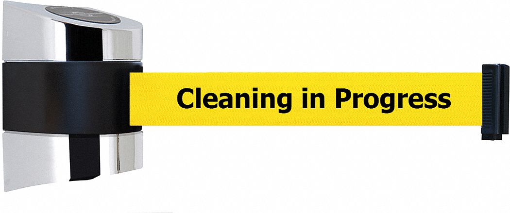 Belt Barrier,  Chrome, Belt Color Yellow