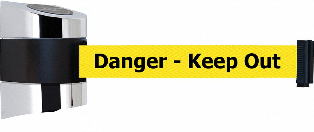 Belt Barrier,  Chrome, Belt Color Yellow