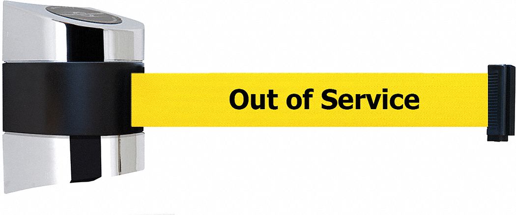 Belt Barrier,  Chrome, Belt Color Yellow