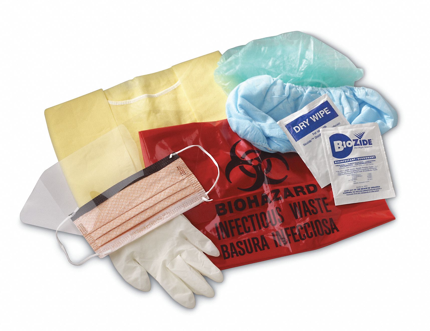 Spill Kit,  Fluids Absorbed Biohazardous Materials,  Container Type Bag