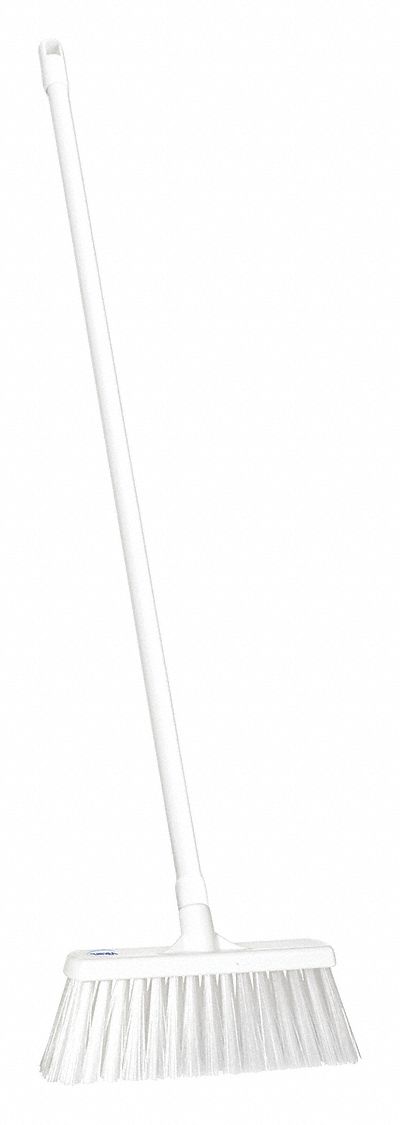 PUSH BROOM, 12 IN SWEEP FACE, STIFF, SYNTHETIC, WHITE BRISTLE, 4 IN BRISTLE L, FIBREGLASS