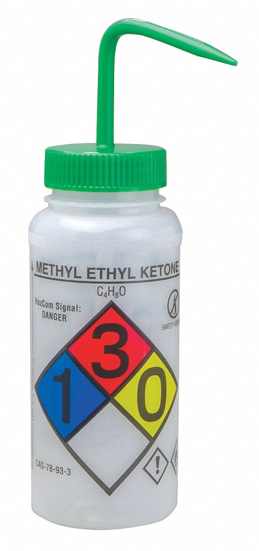 Wash Bottle Std 16 oz MEK Green PK6