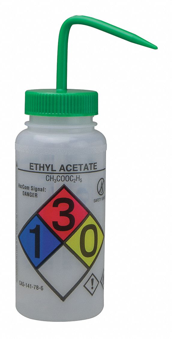 Wash Btl Std 16 oz Ethyl Acetate Grn PK6