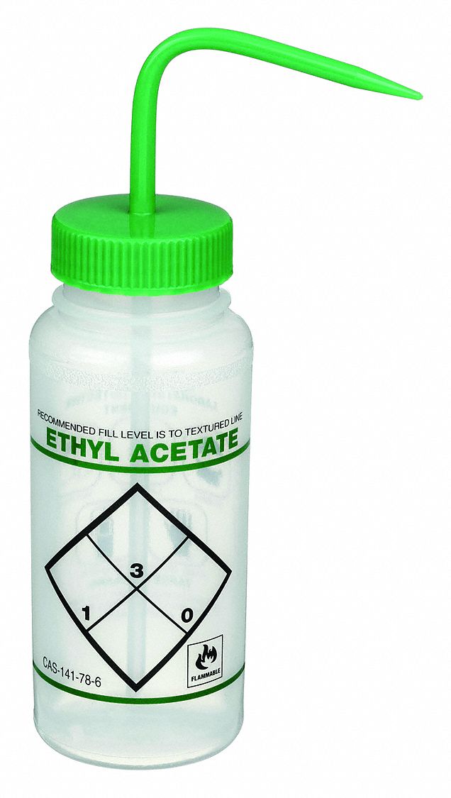 Wash Btl, Std, 16 oz, Ethyl Acetate, Grn, PK6