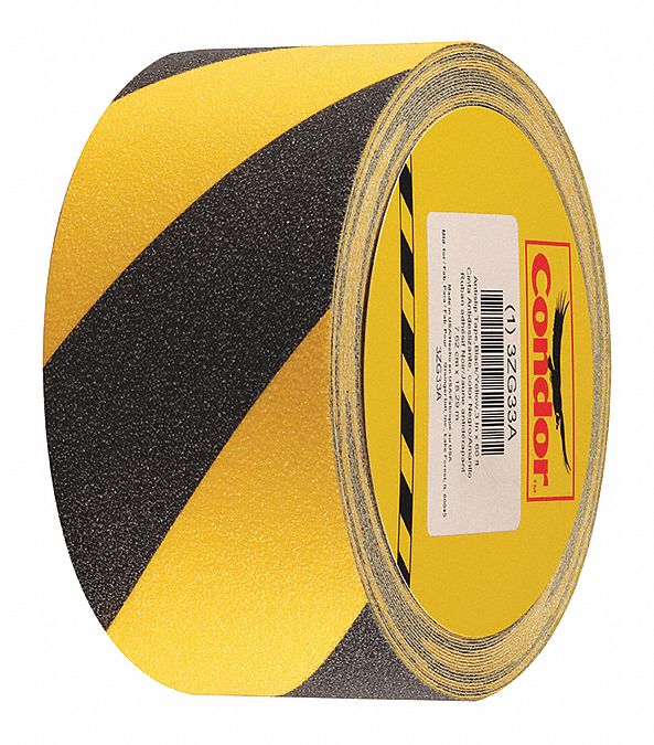 CONDOR AntiSlip Tape Coarse, 60 Grit Size, Striped, Black/Yellow, 3