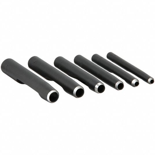General Hollow Punch Set: 4 in_4 1/4 in_4 1/2 in Overall Lg, 4/5 in_9/10  in_49/50 in Punch Taper Lg, Pouch
