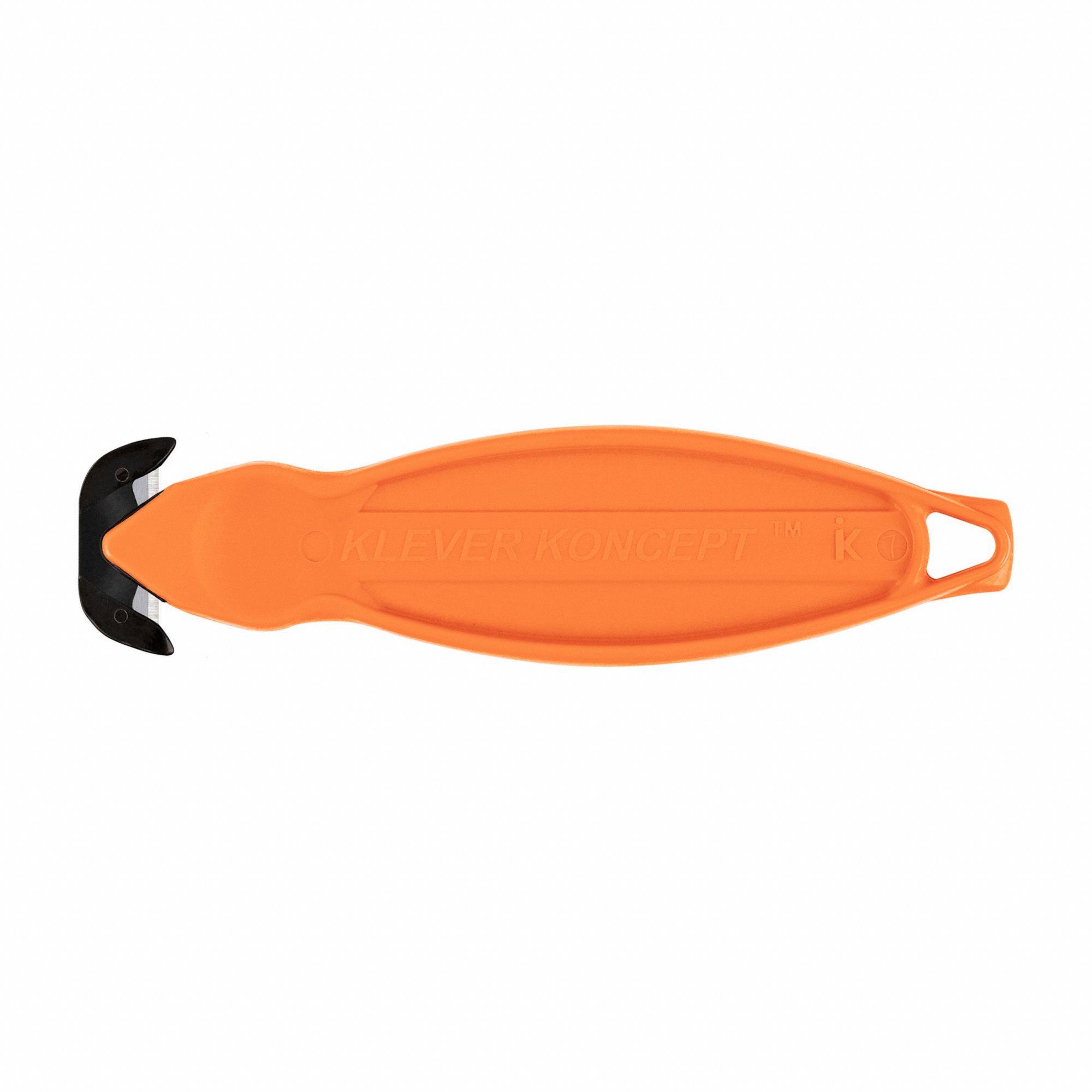 Safety Cutter: 5 3/4 in Overall Lg, Oval Handle, Textured, Steel, Orange, Straight, 10 PK