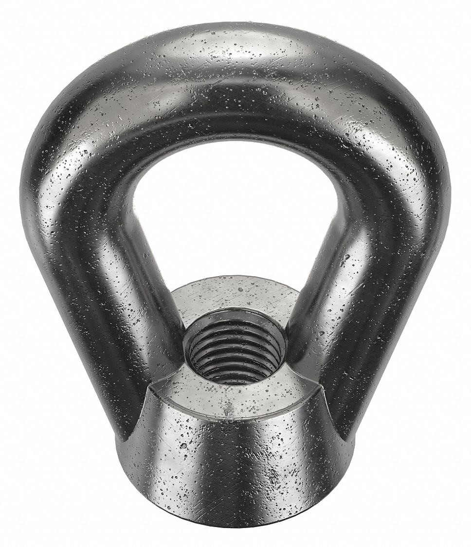 Eye Nut: 1"-8 Thread, Steel, Black Oxide, Oval, 1 3/4 in Inside Dia, 3 3/4 in Outside Dia